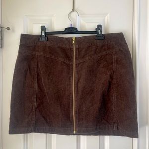 brown corduroy mini skirt